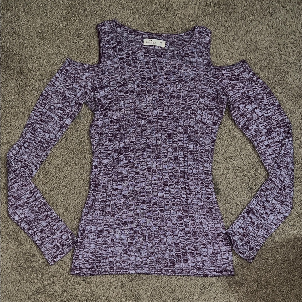 Hollister Purple Cold-Shoulder Knit Sweater